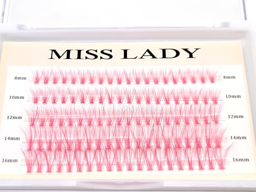 MISSLADY Pink Faux Mink Lash Clusters - 20D C Curl DIY Individual Eyelashes