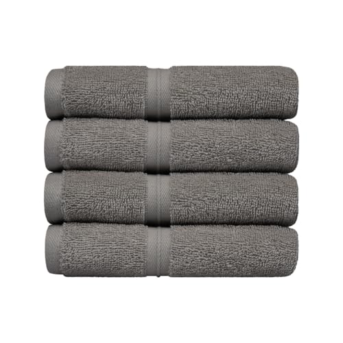 Gray Quick Dry Cotton Wash Cloths Set of 4 - Soft & Absorbent