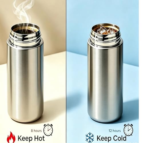 Silver Mini Stainless Steel Insulated Water Bottle - 5 oz Leak Proof Flask