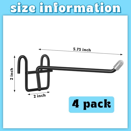 MorningRo Heavy Duty Metal Wire Shelf Hooks - 4 Pack, Black