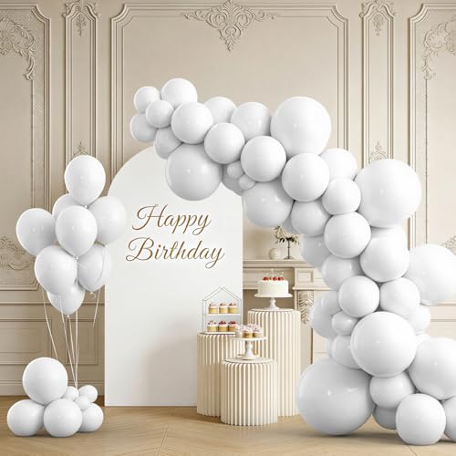 154-Piece White Balloon Garland Kit - Premium Latex Assorted Sizes