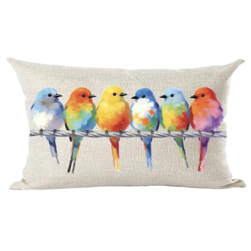 Ramirar Colorful Bird Lumbar Pillow Cover - Tropical Summer Home Decor
