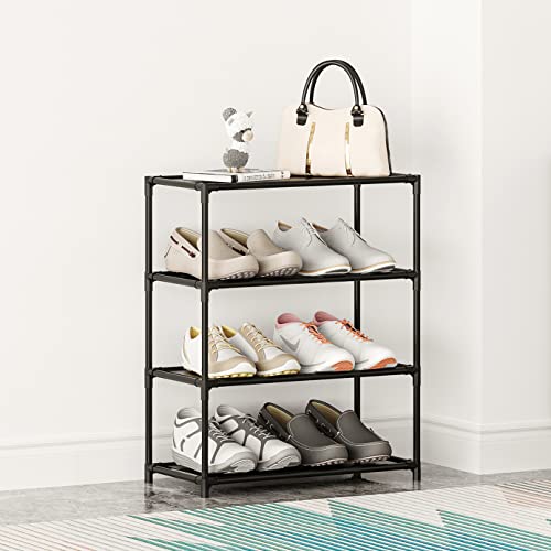Vockot 4-Tier Narrow Shoe Rack - Sturdy Stackable Organizer for 6-8 Pairs