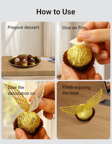 Golden Wing Cake Toppers Set - 50 Pcs Elegant Chocolate Decorations