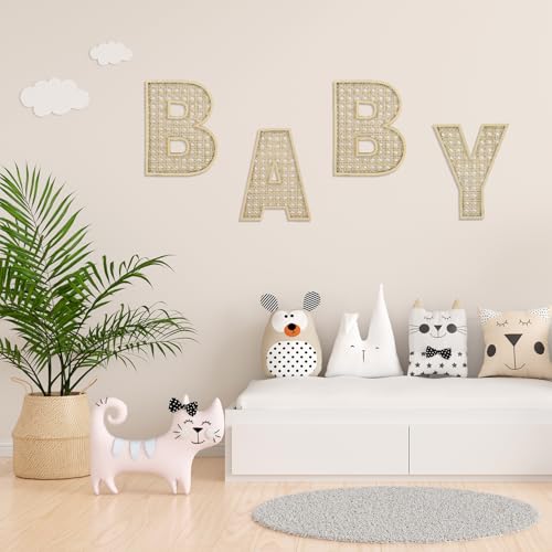 Wooden Rattan Letter Y - 8 Inch Boho Nursery Decor