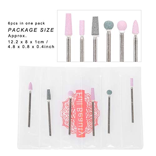 Hurrise 6-Piece Stainless Steel Nail Drill Bits Set for Manicure