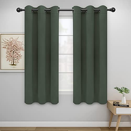 Easy-Going Greyish Green Thermal Blackout Curtains, 2 Panels 42x63