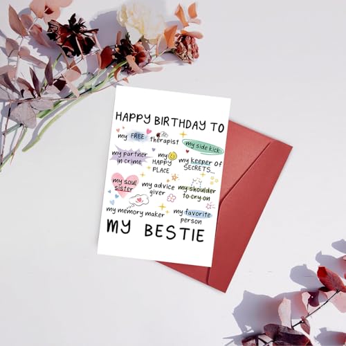 Funny Birthday Card for Best Friend & Sister - 8x5.3in