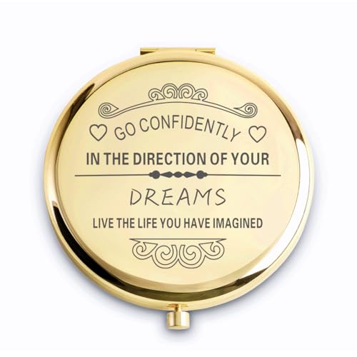 QUSTGO Personalized Compact Mirror - Engraved Inspirational Gift for Women