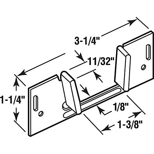 Sliding Pocket Door Bottom Guide - Steel & Plastic, 1-3/8" Thick
