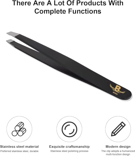 Burax Professional Precision Stainless Steel Eyebrow Tweezers Set