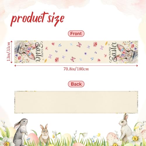 Easter Table Runner 13x72 Inch - Premium Linen Spring Decor