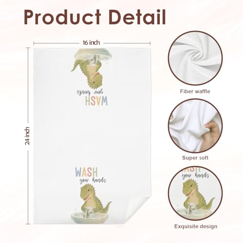 Dinosaur Hand Towels for Kids - 16x24 Inch Bathroom Decor