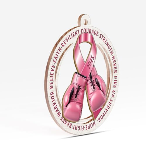 Brevnex Breast Cancer Survivor Wooden Christmas Ornament for Women 2025