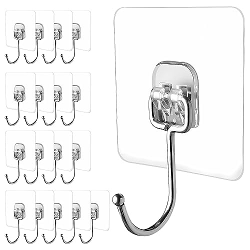 Heavy-Duty Adhesive Hooks - 18 Pack, 44lb Capacity, Waterproof