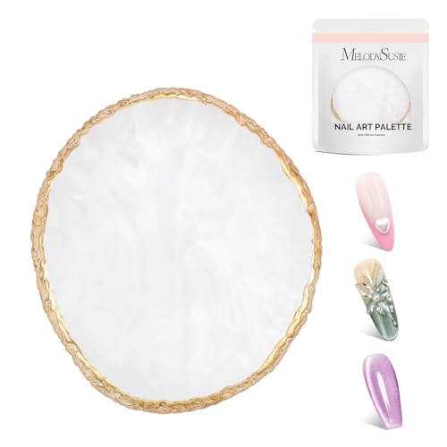 MelodySusie Resin Nail Art Palette - Round Color Mixing Board for Gel Polish and Acrylics