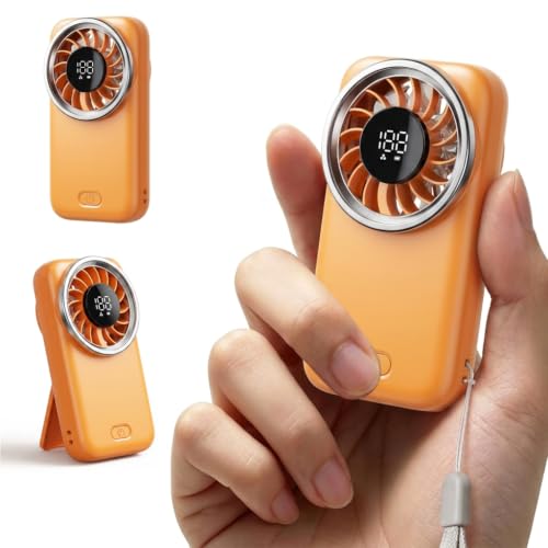 Fanadith Mini Portable Fan with LED Display - 5 Speeds, USB Rechargeable, Handheld Design for Travel & Outdoor Use