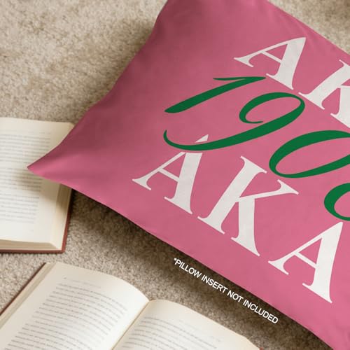 AKA 1908 Sorority Lumbar Pillow Cover, 12x20 Inch Pink & Green Decor