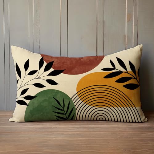 Boho Geometric Lumbar Pillow Cover 20x12 - Cotton Linen