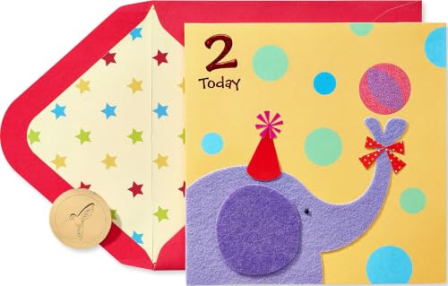 Papyrus 2nd Birthday Card Great Big Happy Birthday with Elephant & Gold Seal