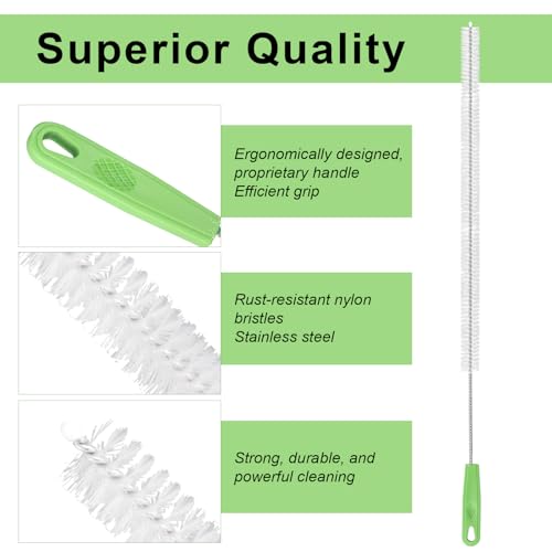 5-Piece Extra Long Pipe Cleaning Brush Set - 15-Inch Nylon Straw Cleaner