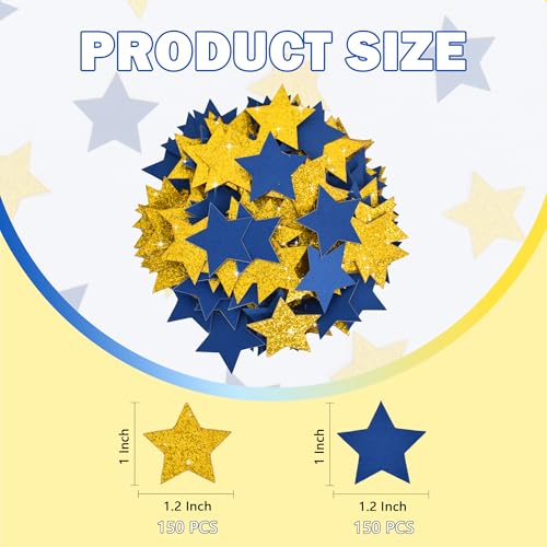 300Pcs Glitter Star Confetti - Blue & Gold Party Decorations