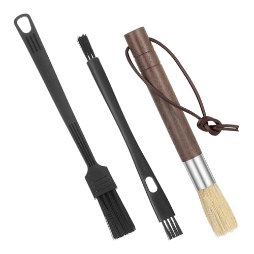 3-Piece Coffee Grinder Brush Set with Walnut Wood Handles