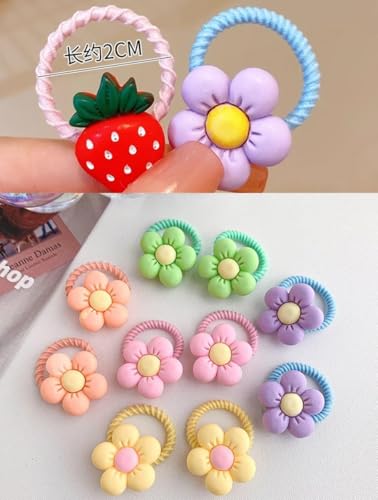 Small Dog Hair Bows 20pcs Cute Fruit Sunflower Rubber Bands for Pets