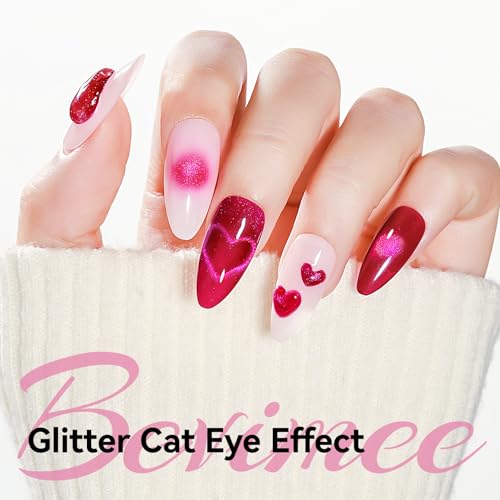 Bevimee Hot Pink Cat Eye Gel Polish with Magnetic Stick, 12ml