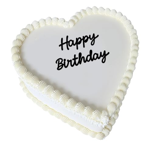 Happy Birthday Cake Topper - Elegant Black Acrylic Script Decoration