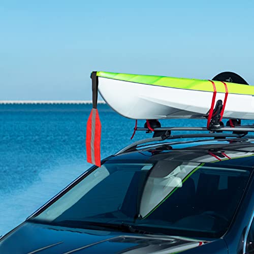 2 Pack High Visibility Safety Flag - Red Warning Flag with Reflective Strip for Canoes, Boats, Trucks, Trailers