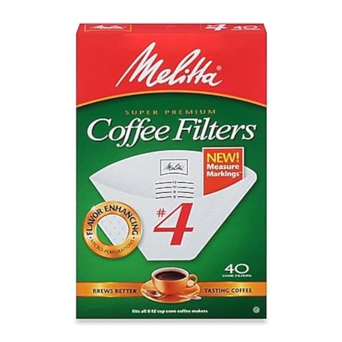No. 4 Cone Coffee Filters in White - 40 Count | Melitta
