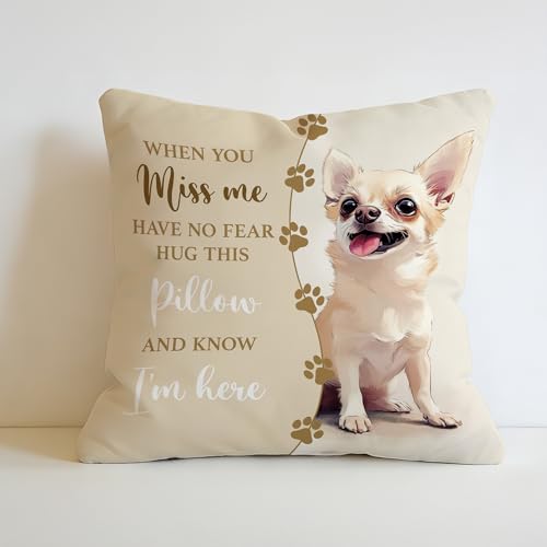 JLLBF Chihuahua Memorial Pillow Cover 18x18 Double-Sided Dog Remembrance Gift