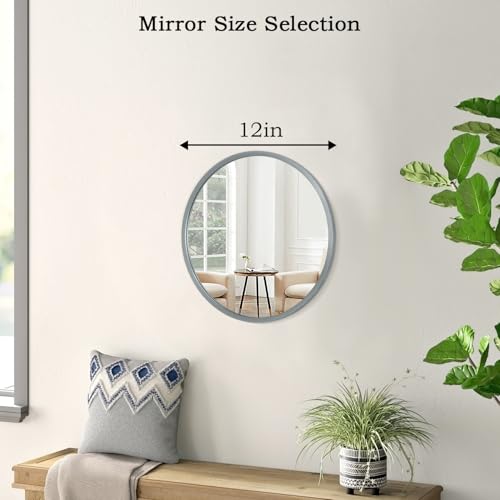 Round Framed Bathroom Mirror - Matte Deep Grey Aluminum - 24in