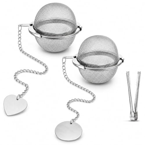 Stainless Steel Tea Infuser 2-Pack - Extra Fine Mesh Strainer & Scoop Clip
