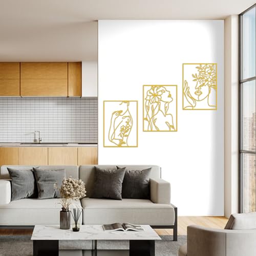 Minimalist Gold Wall Art Set - 3 Elegant Female Body Silhouettes