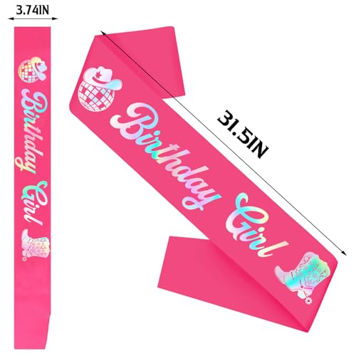 Hot Pink Cowgirl Birthday Sash with Iridescent Foil - Women’s Party Accessory