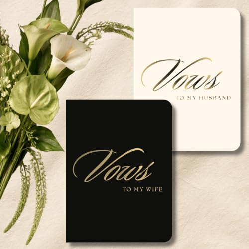 Elegant His and Hers Wedding Vow Books with Gold Foil - 24 Lined Pages, 5.5x4 Inches