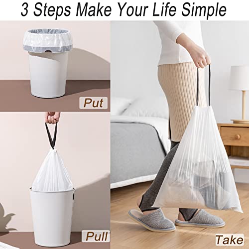 Aocoer 4 Gallon Drawstring Trash Bags, 15L Small Garbage Bags - 72 Count