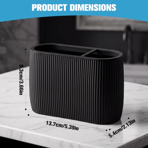 Black Electric Toothbrush Holder with Divider for Bathroom Countertop