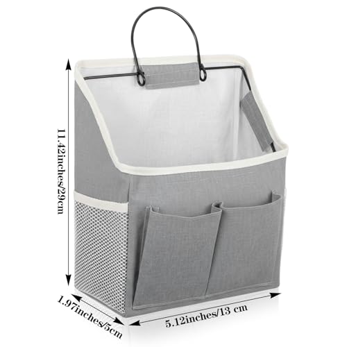 Wall Hanging Storage Basket with Pockets, Cotton-Linen Organizer
