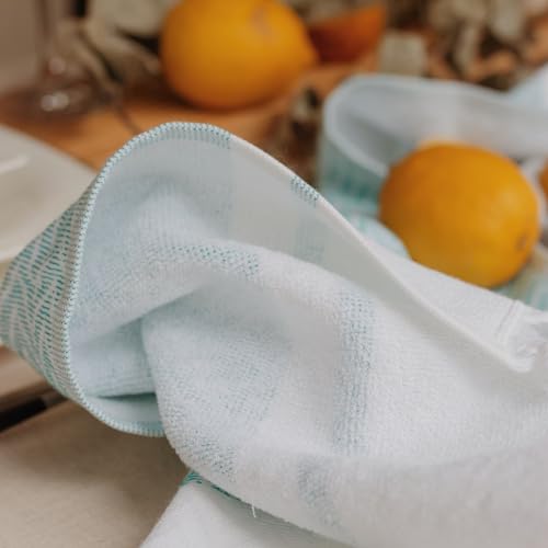 Zigzag Turquoise Turkish Cotton Hand Towels Set of 2 - Ultra-Absorbent & Quick-Drying