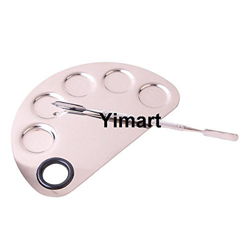 Yimart Stainless Steel Makeup Mixing Palette with Spatula and 5 Wells