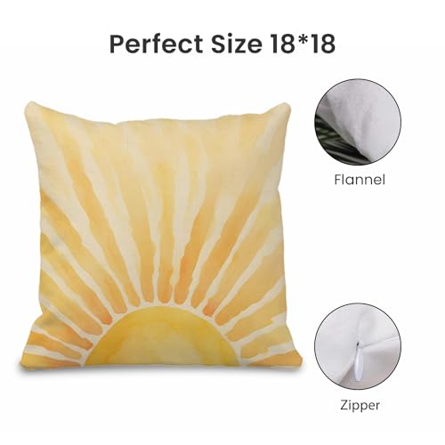 Boho Sun-1 Decorative Pillow Cover, 18x18 Flannel Throw Pillow Case for Cozy Home Decor