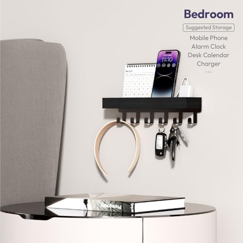 SWTYMIKI Wooden Key Holder Wall Mount with Mail Organizer & Hooks