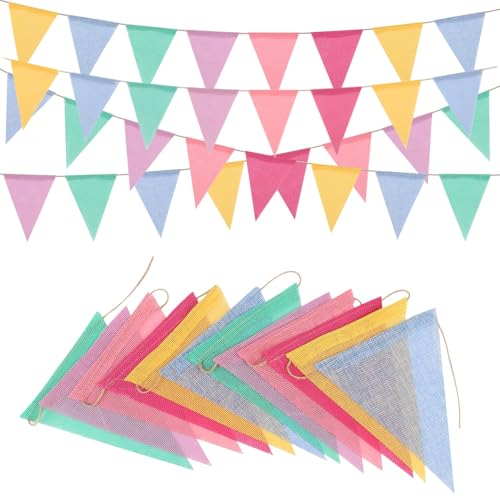 REXLYE 6-String Pastel Burlap Pennant Banner Flags 78Ft with Variation