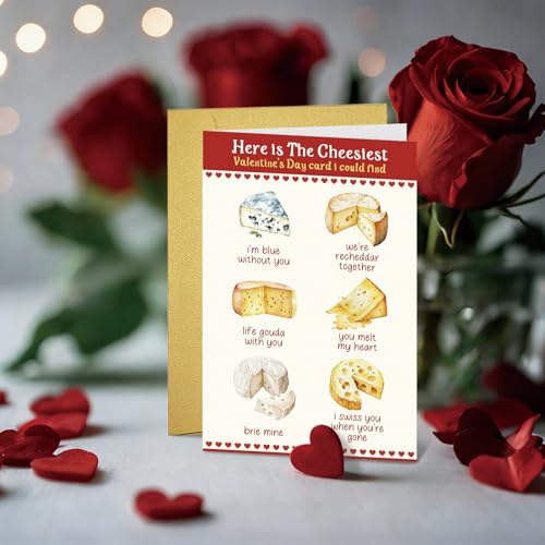 Romantic Cheese Valentine's Day Card - Funny Gift for Him & Her