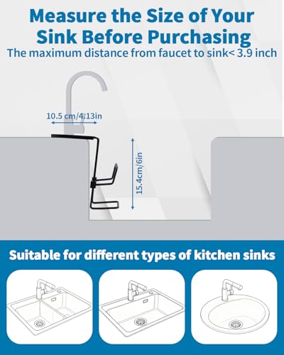 Black Sink Sponge Holder - Double Layer Kitchen Faucet Organizer