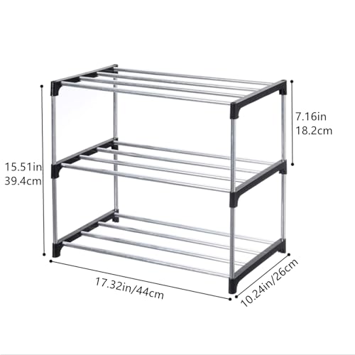 Jucaifu 3-Tier Stackable Shoe Rack - Small Space-Saving Entryway Organizer