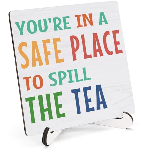 School Counselor Desk Sign Spill the Tea Wooden Office Decor 5x5